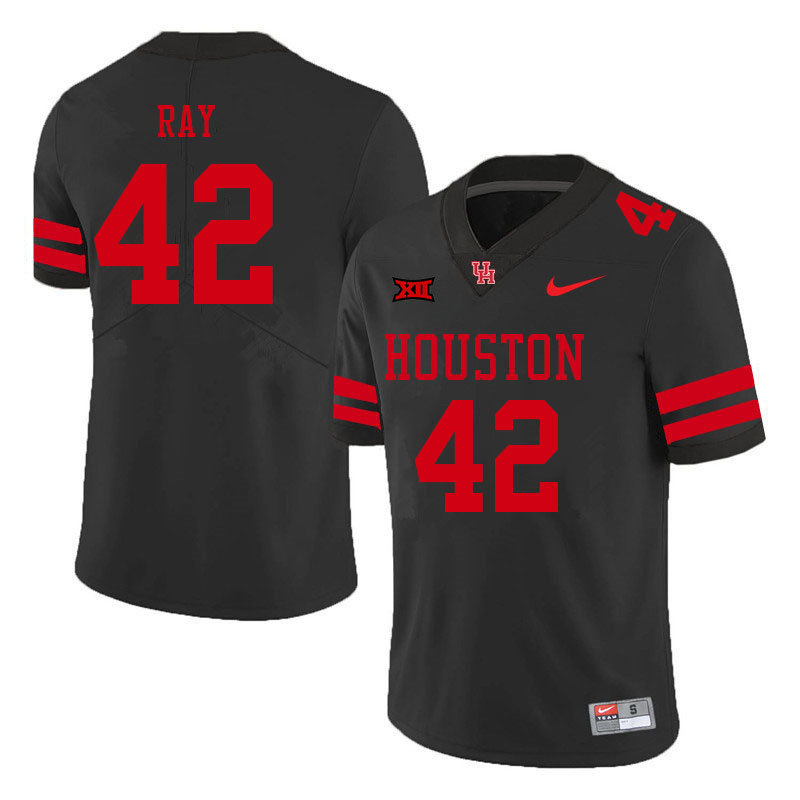 Men #42 Jackson Ray Houston Cougars College Big 12 Conference Football Jerseys Sale-Black - Click Image to Close